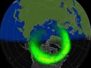 A Northern Hemisphere predictive display of aurora.
